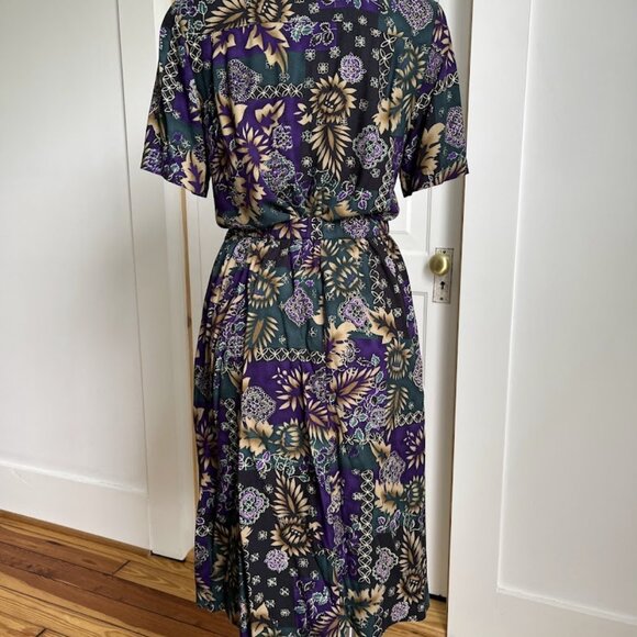 80s purple two piece blouse and skirt - Picture 3 of 6